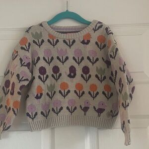 Souris Mini Crewneck Floral Pattern Sweater in grey and Multi-Color - 5T 110 cm